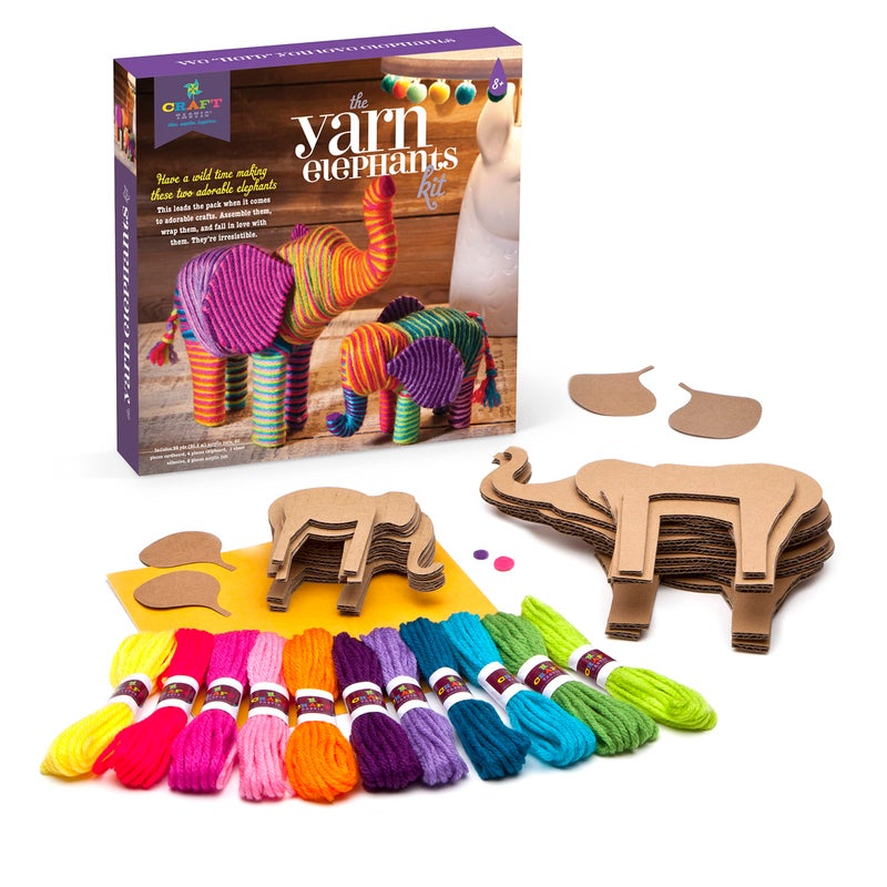 Craft Tastic Craft-tastic - Yarn Elephants Kit - Craft Kit Makes 2 Yarn-Wrapped Elephants - for Ages 8+ - Image 3